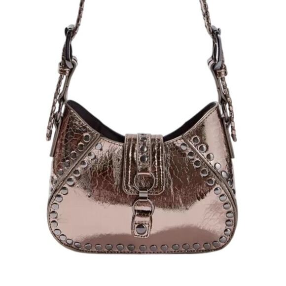 Silence + Noise Devon Studded Shoulder Bag – Metallic Grey - Picture 1 of 8